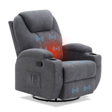 Homall 360° Fabric Swivel Rocker Recliner, Electric Massage Recliner Chair